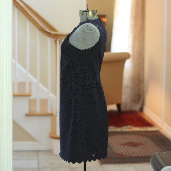 J. CREW Perforated Navy Blue Sleeveless Dress - Picture 2 of 6